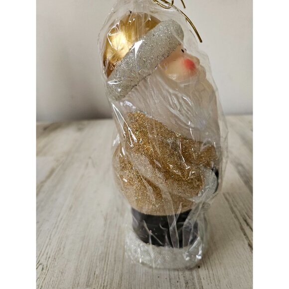 Pottery Barn beaded Santa candle unique large gold decor Xmas - Picture 5 of 9